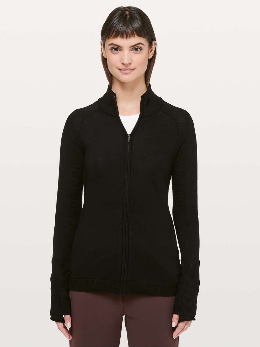 Lululemon Women’s Time To Thrive Jacket 100% Merino Wool Full Zip Black Size 8
